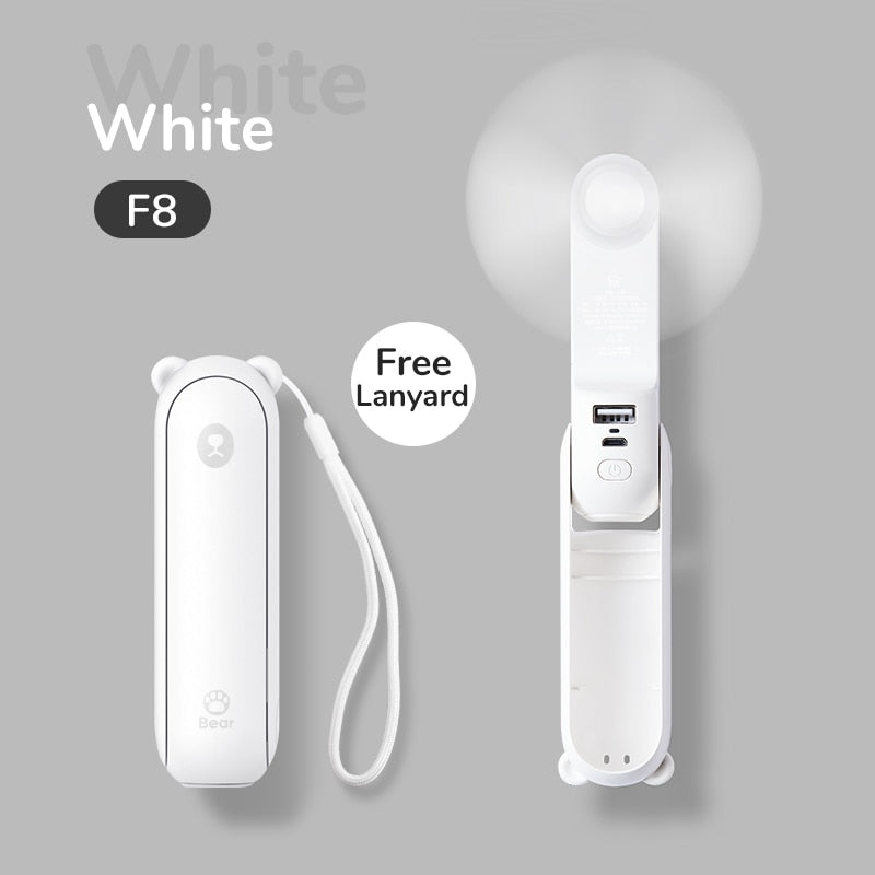 Portable Fan Mini Handheld Fan USB  Recharge Hand Held Small Pocket Fan with Power Bank Flashlight Feature