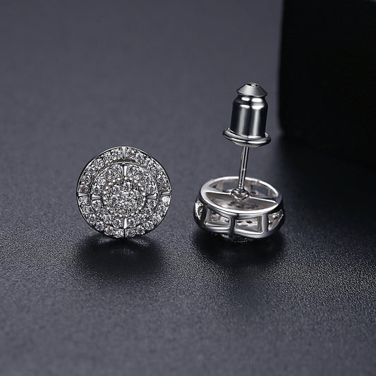 European and American men and women's earrings with copper inlaid zircon earrings